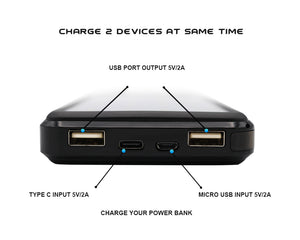 Power Bank Charger 20,000mAh, Dualpow 28 Led Light Flashlight Portable Phone Charger (Black)