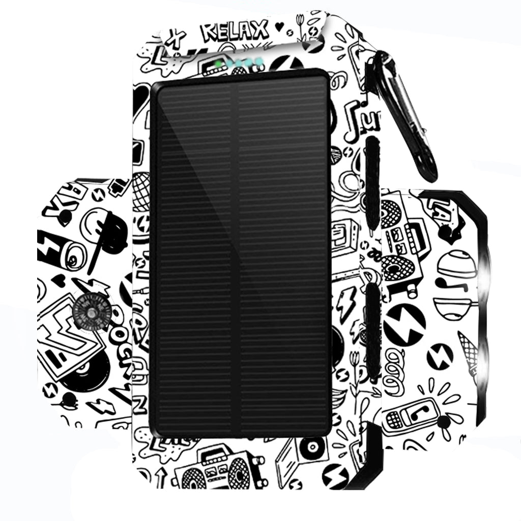 Solar Charger 30,000mAh, Dualpow Phone Charger Power Bank with Flashlight New (White/Black)