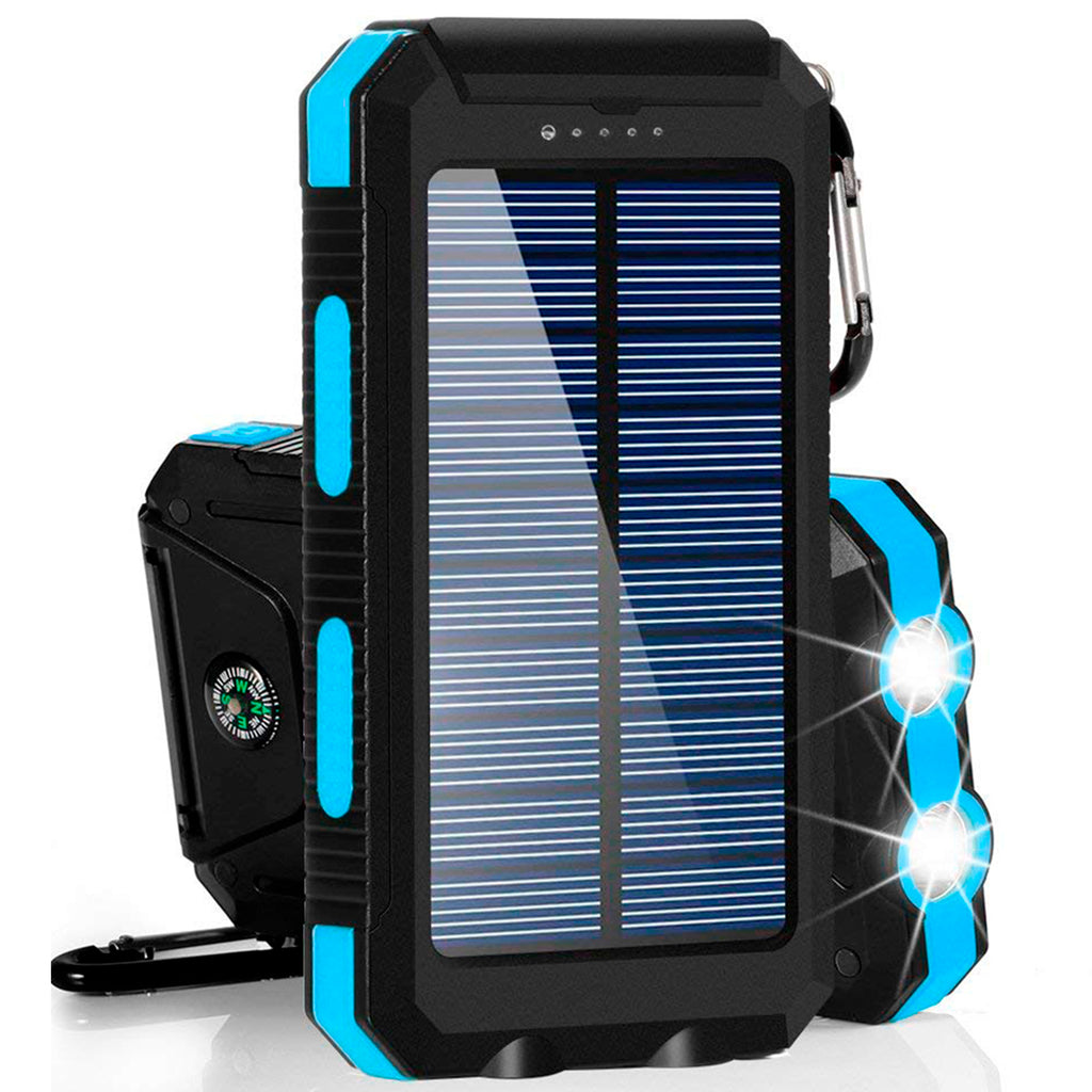 30,000mAh Solar Charger, Dualpow Portable Power Bank Phone Charger with Flashlight (Baby Blue B)