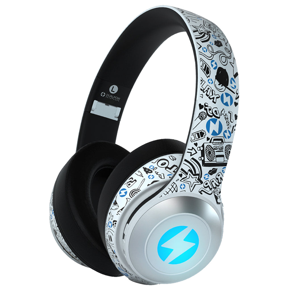Bluetooth 5.0 Headphones, Dualpow 24H Playtime with Microphone (Dualpow White)